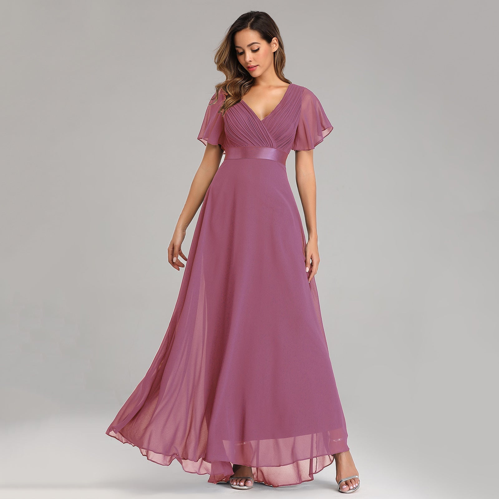 Elegant Chiffon Plus Sizes Bridesmaid Dresses-Dresses-Lotus Pink-S-Free Shipping at meselling99