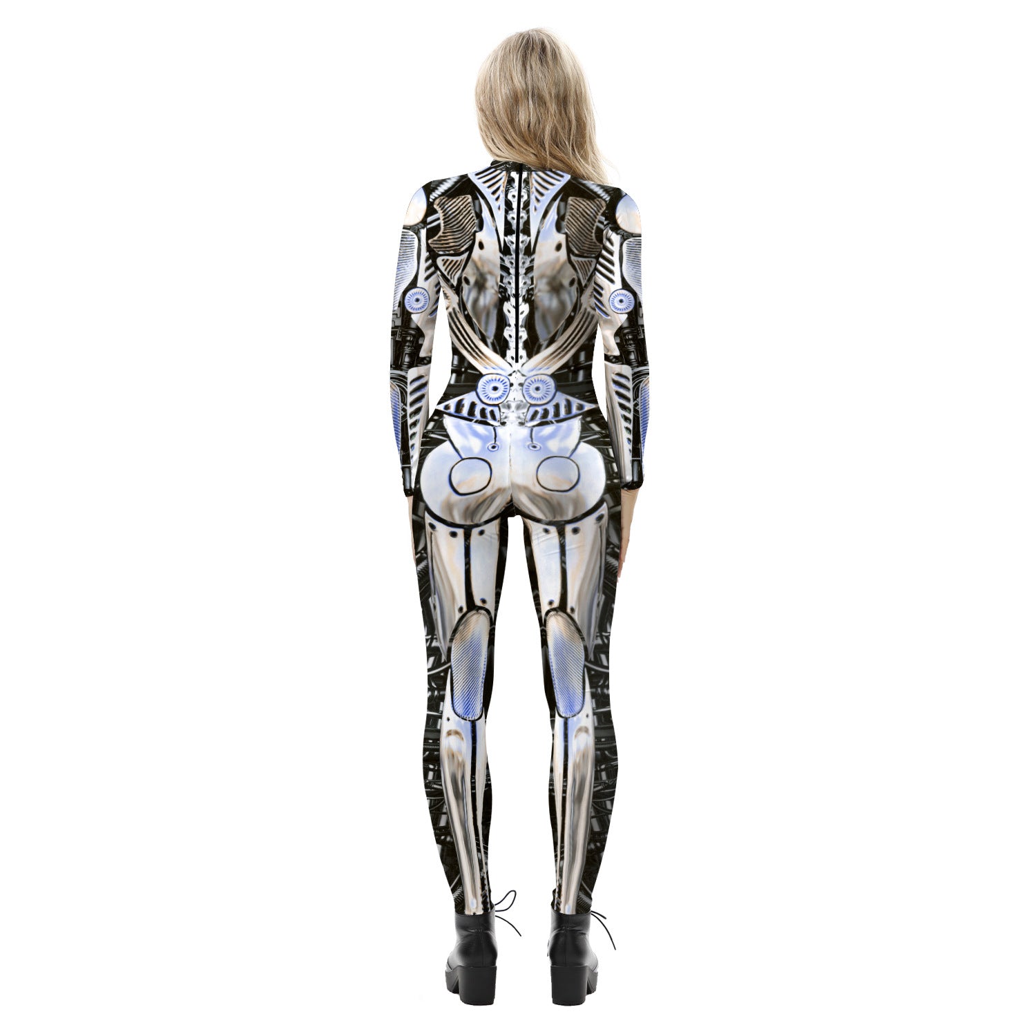 Halloween Skeleton Print Long Sleeves Slim Jumpsuits Cosplay-Costumes & Accessories-Free Shipping at meselling99