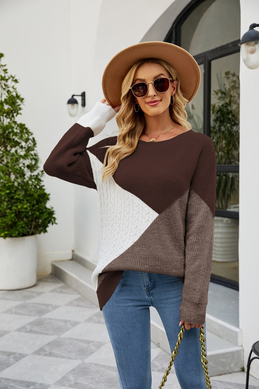 Fashion Plus Sizes Pullover Knitted Sweaters-Shirts & Tops-Coffee-S-Free Shipping at meselling99