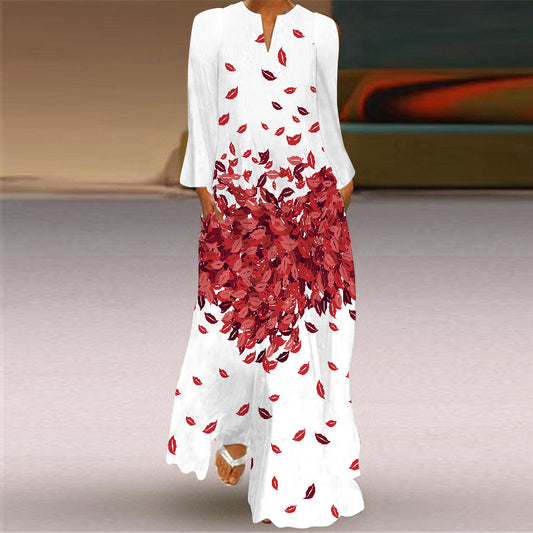 Women Long Sleeves Floral Print Fall Long Dresses--Free Shipping at meselling99