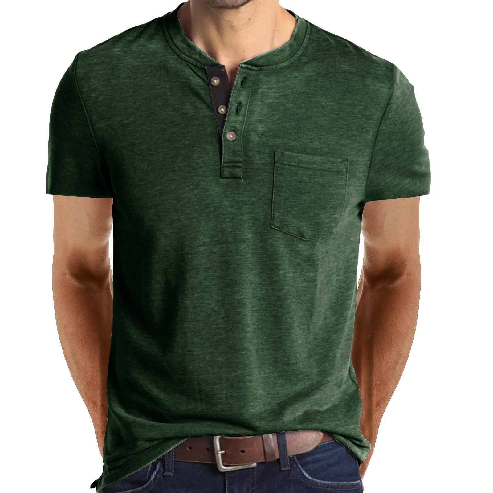 Casual Summer Short Sleeves Men T Shirts-Shirts-Green-S-Free Shipping at meselling99