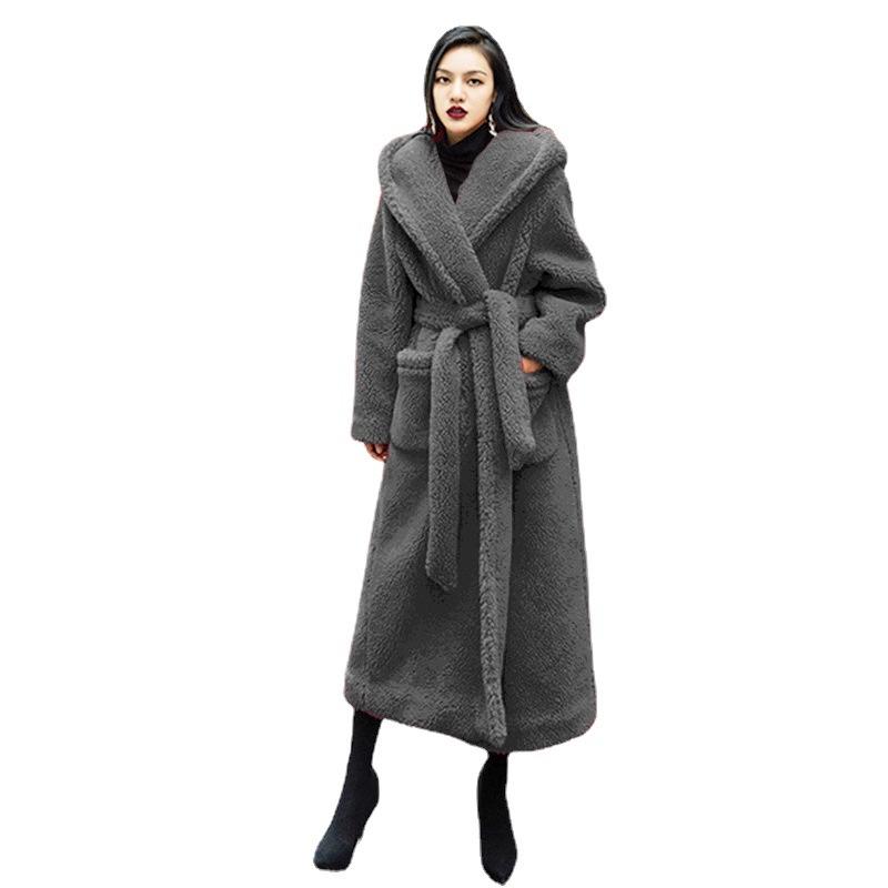 Luxury Women Fashion Long Fur Overcoat for Winter-Outerwear-Gray-S-Free Shipping at meselling99