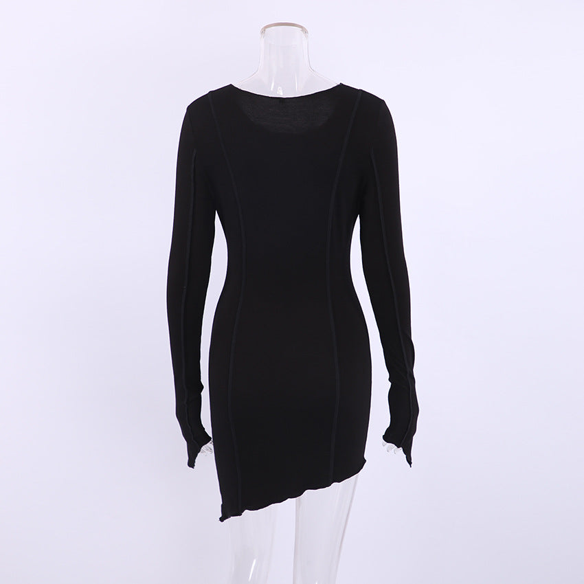 Sexy High Neck Elastic Knitted Mini Sheath Dresses-Dresses-Free Shipping at meselling99