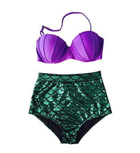 Sexy Mermaid Design High Waist Women Two Pieces Swimsuits-Swimwear-Purple-S-Free Shipping at meselling99