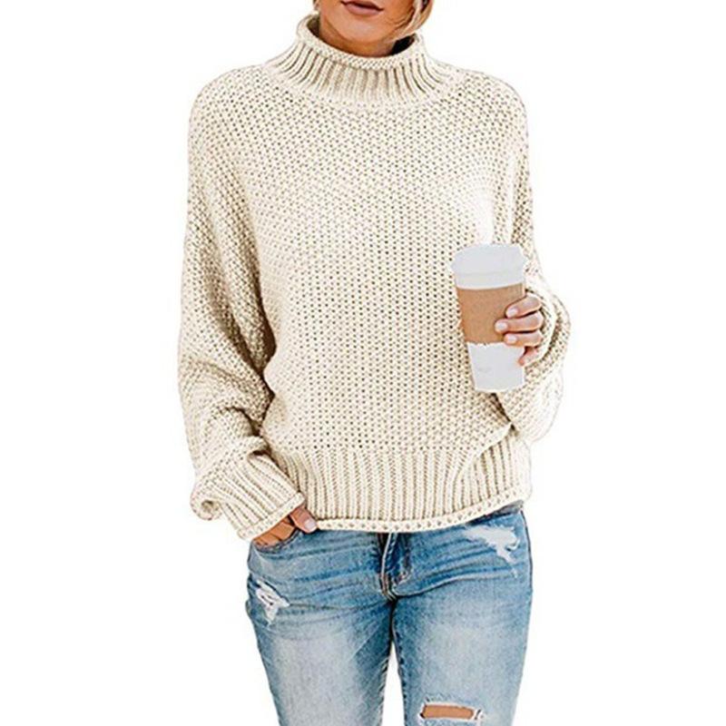 Fashion Leisure Turtleneck Pullover Sweaters-Women Sweaters-White-S-Free Shipping at meselling99