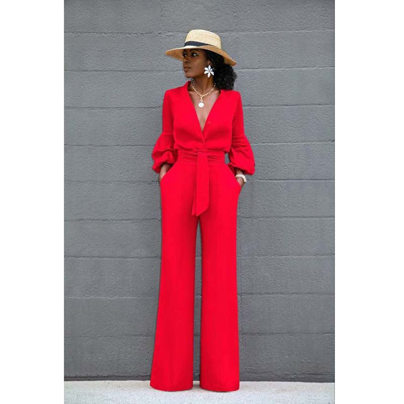 Casual African Women Office Lady Long Sleeves Jumpsuits-Women Suits-Free Shipping at meselling99