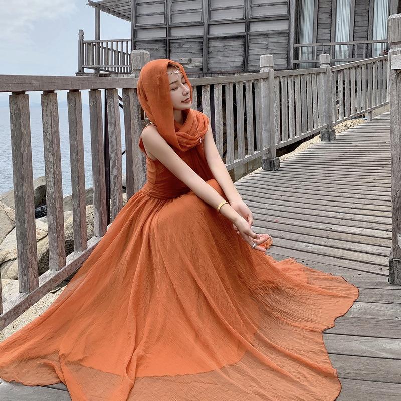 Orange Women Holiday Long Dresses-Maxi Dreses-The same as picture-S-Free Shipping at meselling99