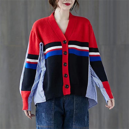 Vintage Long Sleeves Striped Knitted Women Cardigan Sweaters-Shirts & Tops-Free Shipping at meselling99
