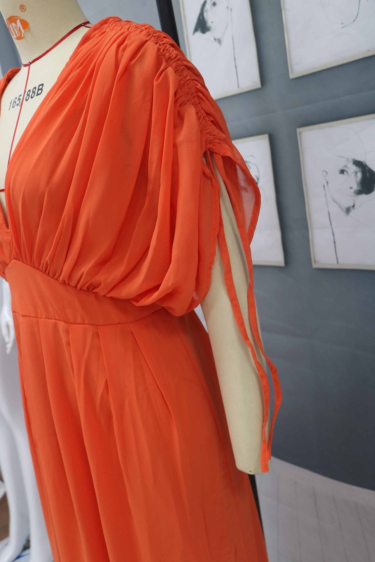 New Orange Chiffion Long Dresses-Maxi Dresses-Free Shipping at meselling99