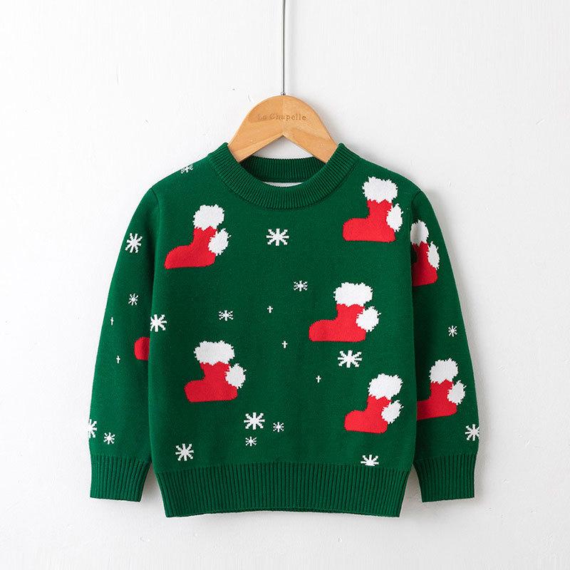 Merry Christmas Knitted Kids Sweaters-Shirts & Tops-SZ3142-Green-100cm-Free Shipping at meselling99
