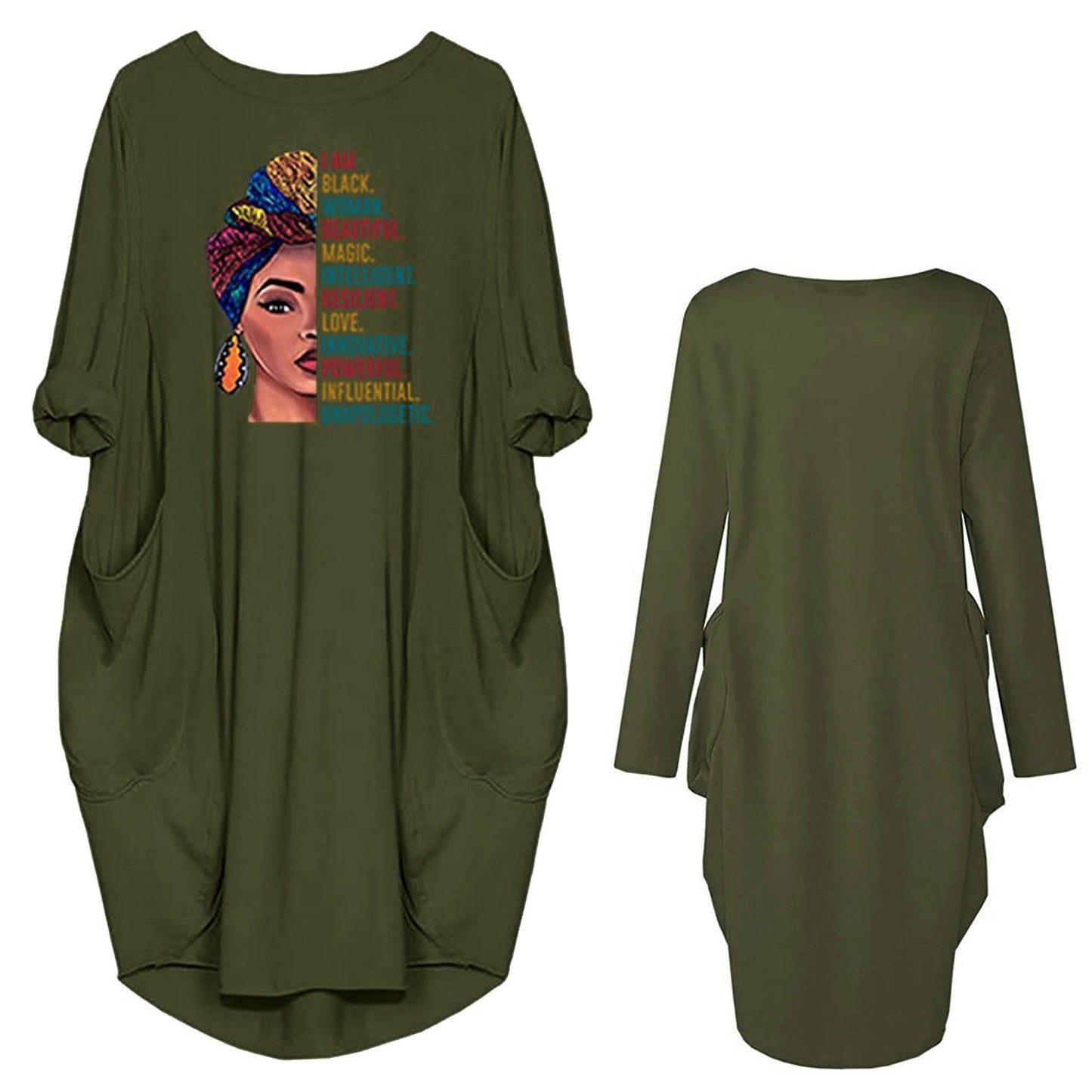African Casual Round Neck Plus Sizes Top Blouses-Women Blouses-Green-S-Free Shipping at meselling99