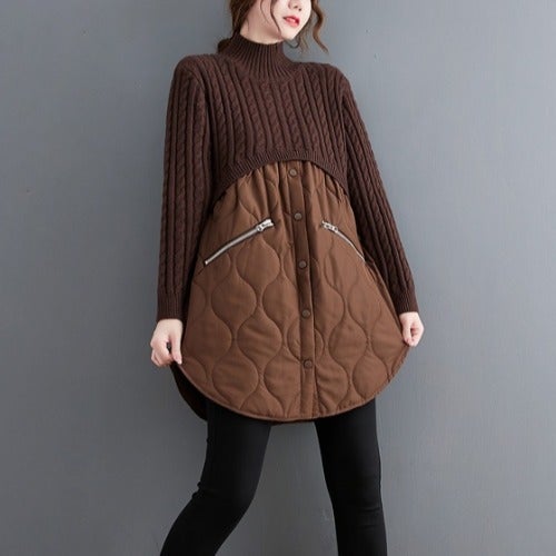 Women Turtleneck Winter Knitted Pullover Overcoat-Shirts & Tops-Coffee-One Size-Free Shipping at meselling99