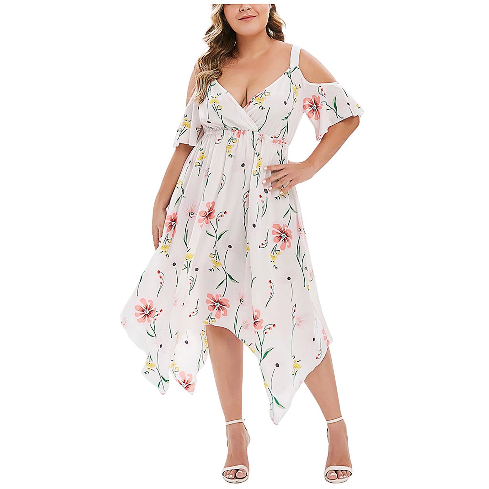 Summer Chiffon Women Plus Sizes Dresses-Dresses-White-XL-Free Shipping at meselling99