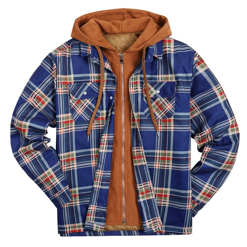 Plaid Winter Hoodies Jacket Outerwear for Men-Outerwear-Navy Blue-S-Free Shipping at meselling99