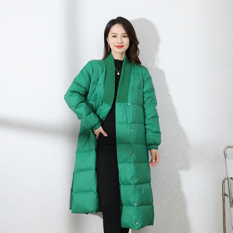 Leisure V Neck Winter Down Overcoats for Women-Outerwear-Free Shipping at meselling99