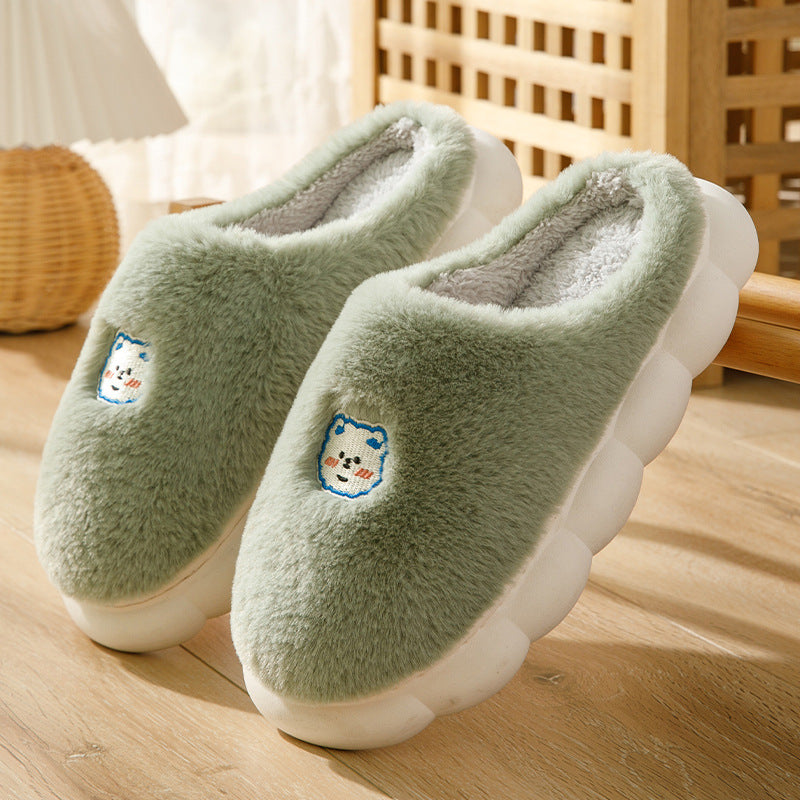 Comfortable Winter Plush Slippers for Couple-Shoes-Green-36-37-Free Shipping at meselling99