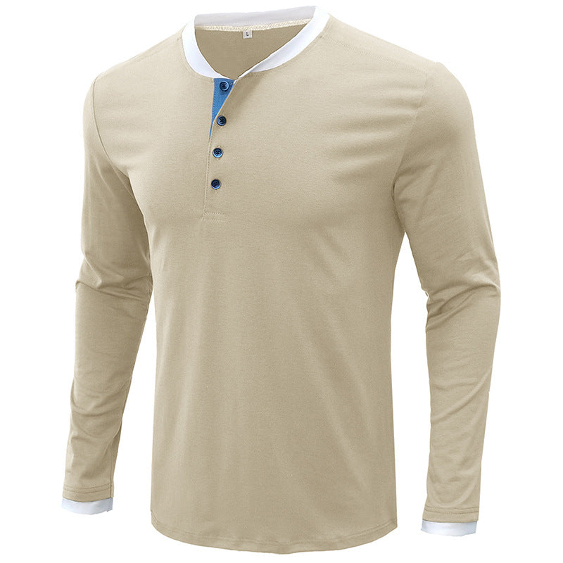 Leisure Fall Long Sleeves T Shirts for Men-Shirts & Tops-Apricot-S-Free Shipping at meselling99
