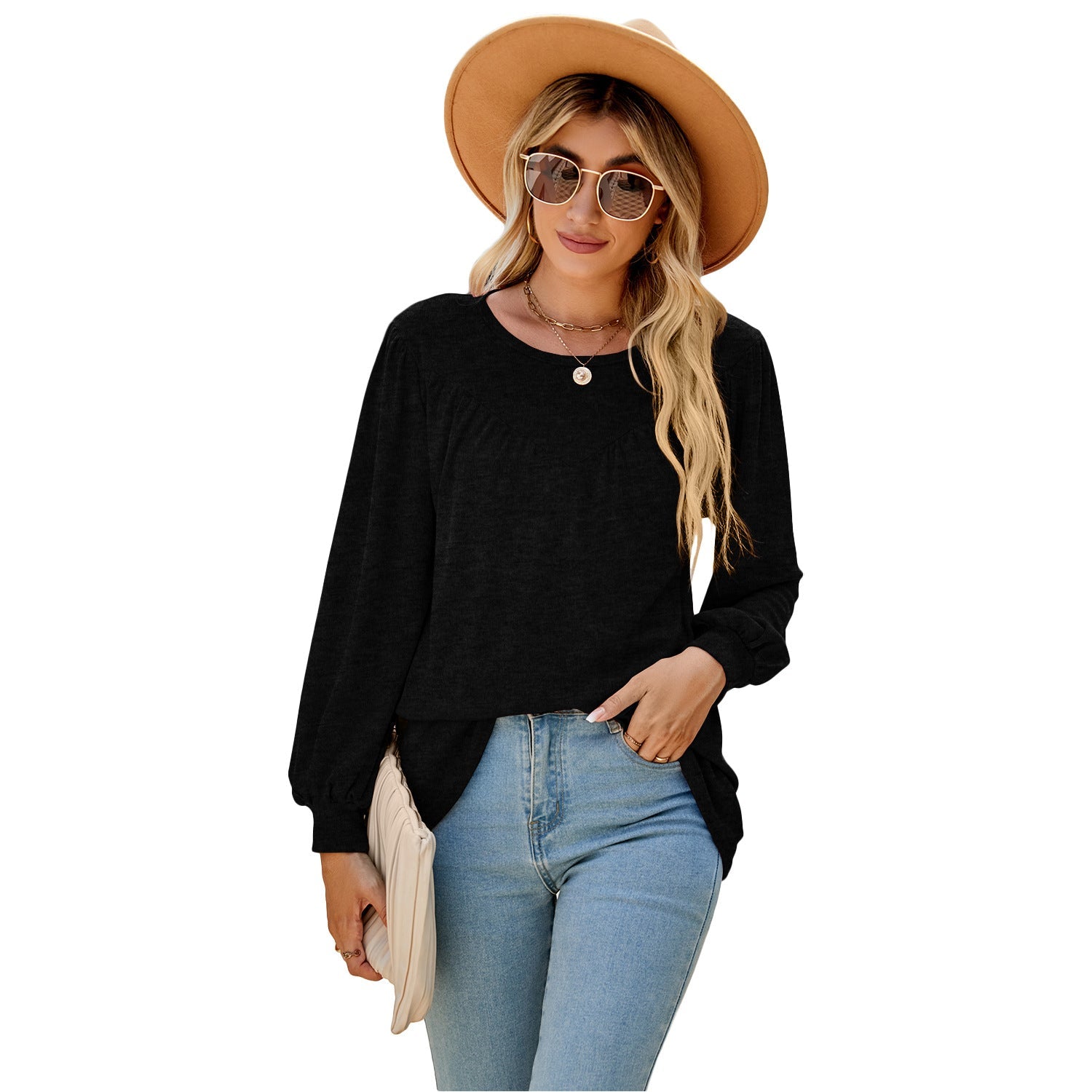 Casual Long Sleeves T Shirts for Women-Shirts & Tops-Black-S-Free Shipping at meselling99