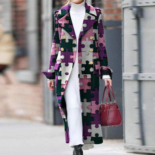 Elegant Purple Long Overcoat for Women-Outerwear-Free Shipping at meselling99