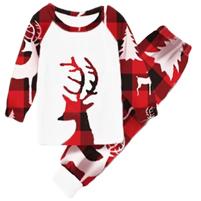 Red Christmas Elk Print Parent-child Pajama Sets-Pajamas-Free Shipping at meselling99