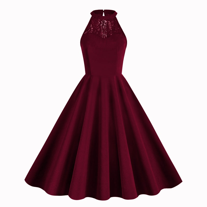 Elegant Sleeveless Halter Party Dresses-Dresses-Wine Red-S-Free Shipping at meselling99