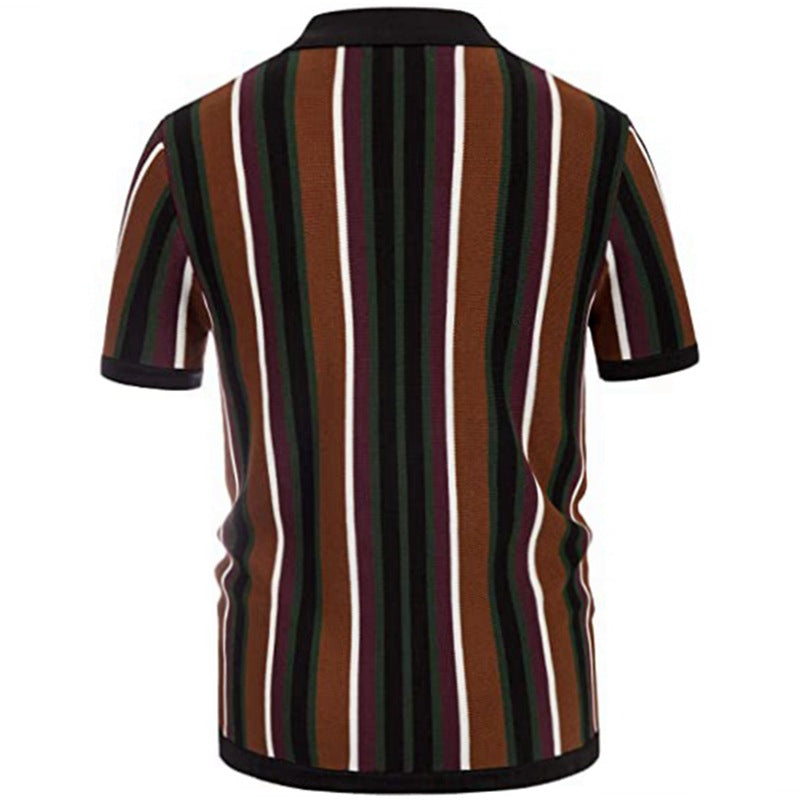 Striped Summer Striped Men T Shirts-Shirts & Tops-Free Shipping at meselling99