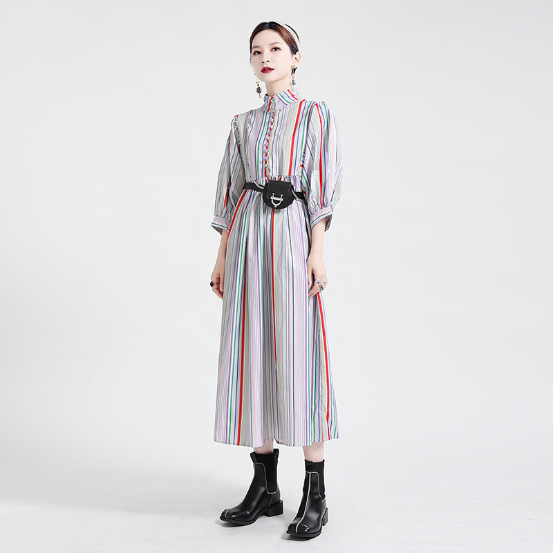 Vintage Rainbow Designed Women Fall Dresses-Dresses-Colorful-One Size-Free Shipping at meselling99