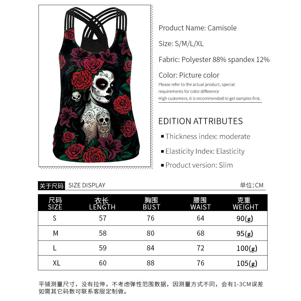 Summer 3d Human Skeleton Print Tank Tops for Women-Shirts & Tops-Free Shipping at meselling99