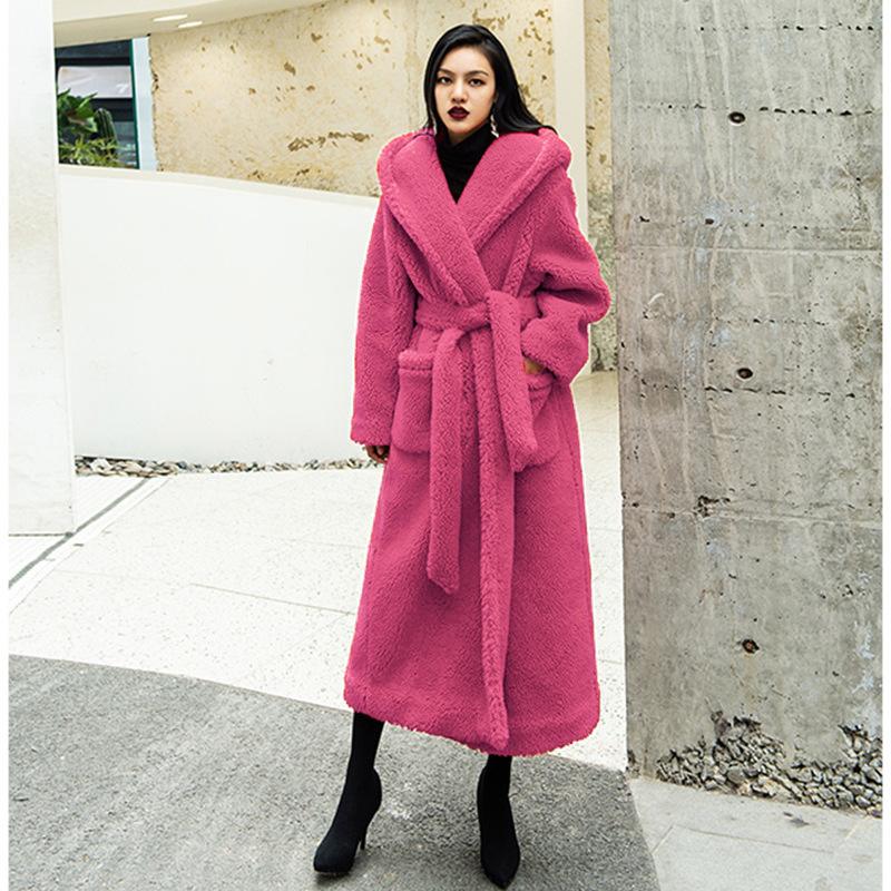 Luxury Women Fashion Long Fur Overcoat for Winter-Outerwear-Pink-S-Free Shipping at meselling99