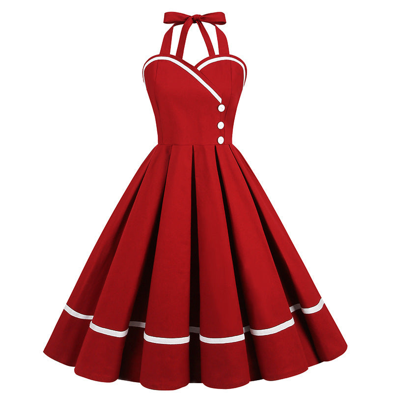 Vintage Sleeveless Halter Dresses-Dresses-Free Shipping at meselling99