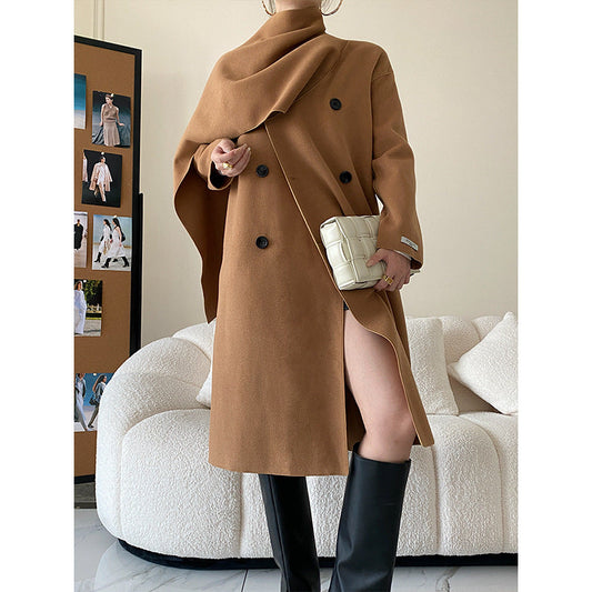 Desined Luxury Woolen Overcoats for Women-Outerwear-Brown-S-Free Shipping at meselling99