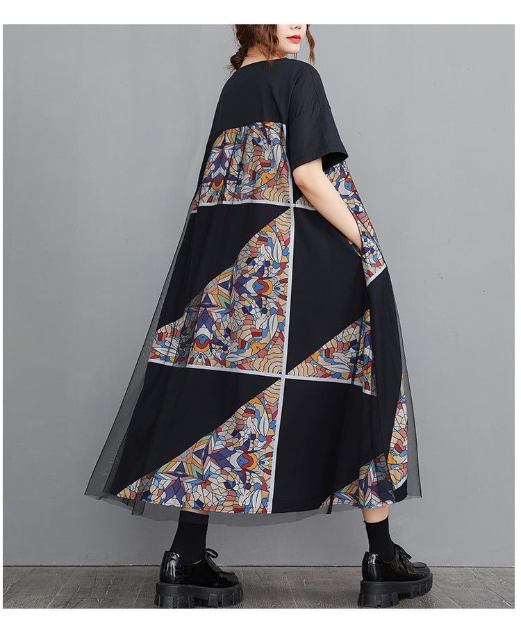 Vintage Geometry Designed Women Long Cozy Dresses-Dresses-Black-One Size-Free Shipping at meselling99