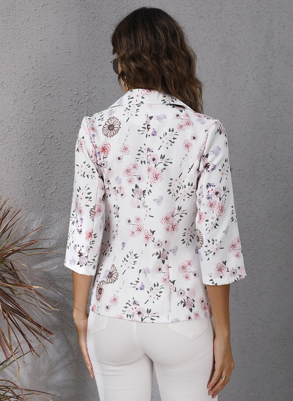 Women Floral Print Turnover Collar Fall Blazers-Women Blazers-Free Shipping at meselling99