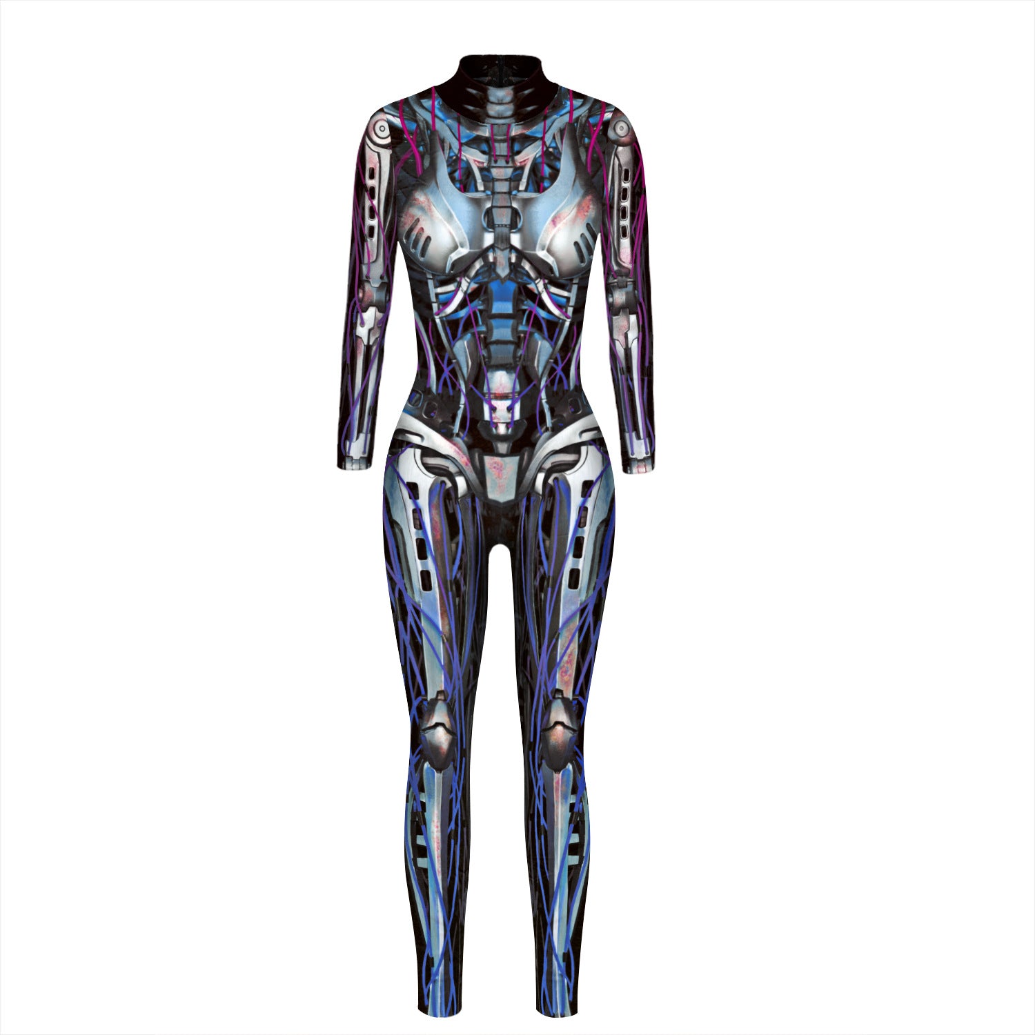 Halloween Skeleton Print Long Sleeves Slim Jumpsuits Cosplay-Costumes & Accessories-BAX166-S-Free Shipping at meselling99