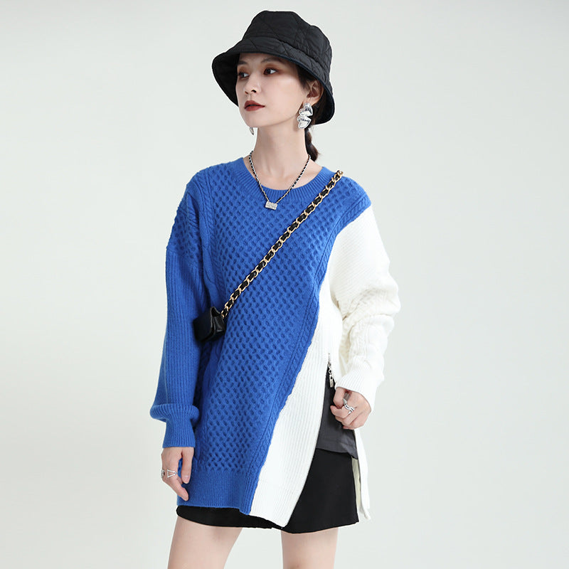 Designed Women Zipper Knitted Winter Sweaters-Shirts & Tops-Blue-One Size-Free Shipping at meselling99