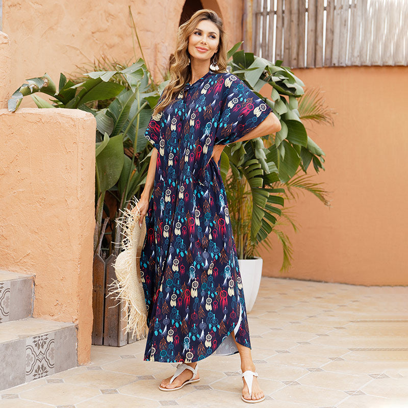 Women Summer Beach Loose Holiday Dresses-Maxi Dresses-16-One Size-Free Shipping at meselling99