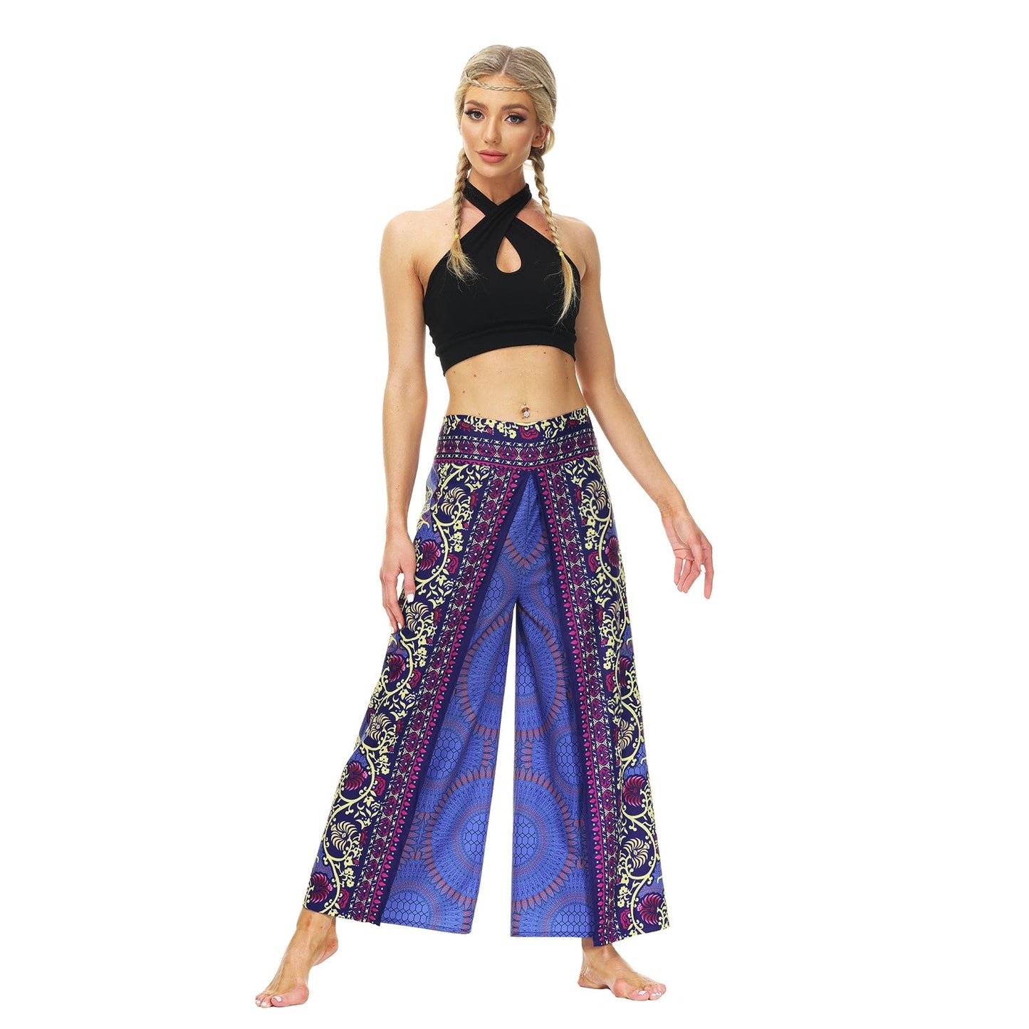 Casual Floral Print Women Yoga Loose Pants-Pants-YEA070-SM-Free Shipping at meselling99