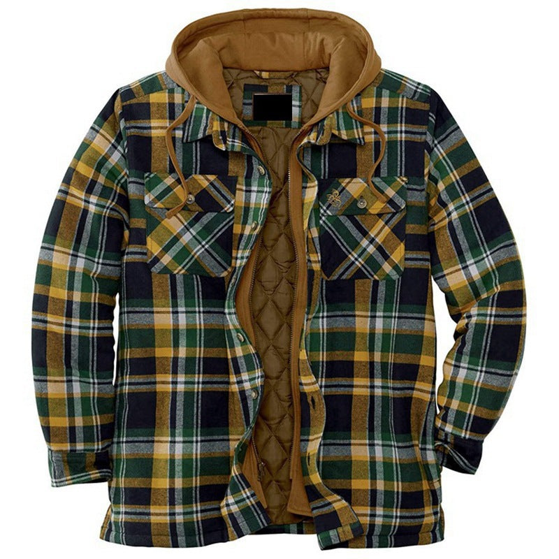Long Sleeves Plaid Hoodies Winter Overcoat for Men-Men's Coat-Style2-S-Free Shipping at meselling99
