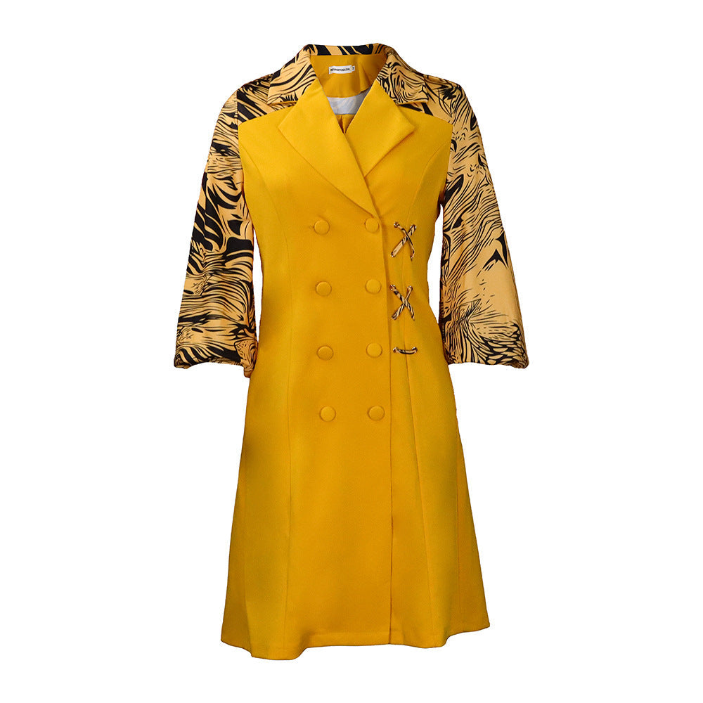 Fashion Plus Sizes Blazer Dresses-Dresses-Yellow-S-Free Shipping at meselling99