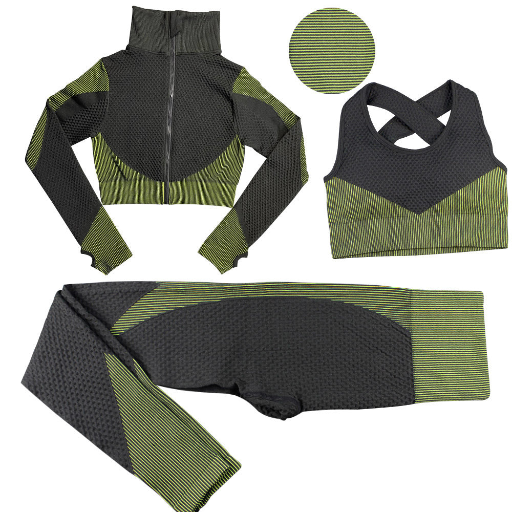 Sexy Body BuiLding Sporting 3pcs Suits for Women-Exercise & Fitness-Army Green-S-Free Shipping at meselling99