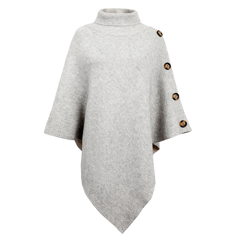 Winter High Neck Knitted Women Cape Coats-Shirts & Tops-Grey-One Size-Free Shipping at meselling99