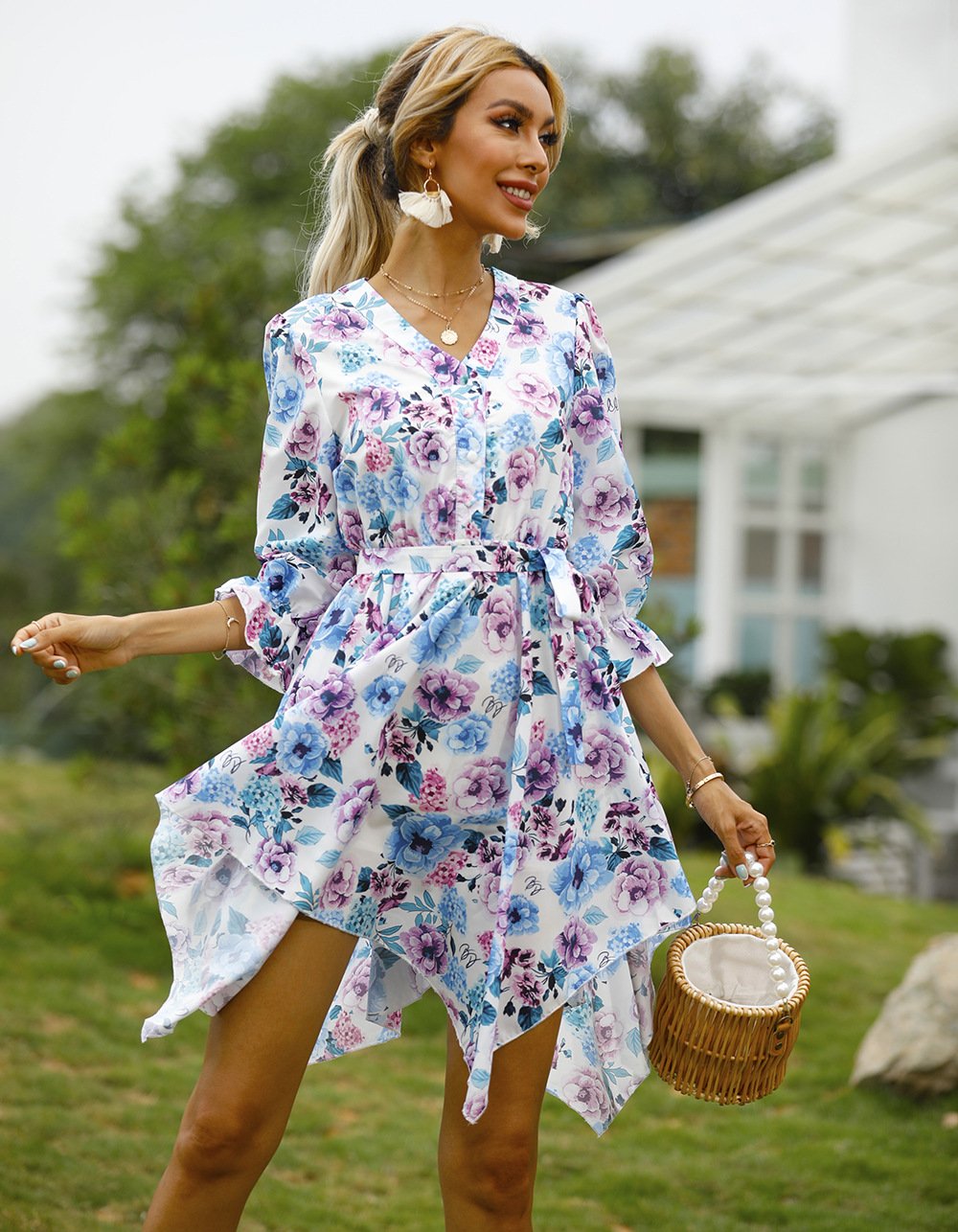 Women Summer Half Sleeves Mini Dresses-Mini Dresses-Free Shipping at meselling99