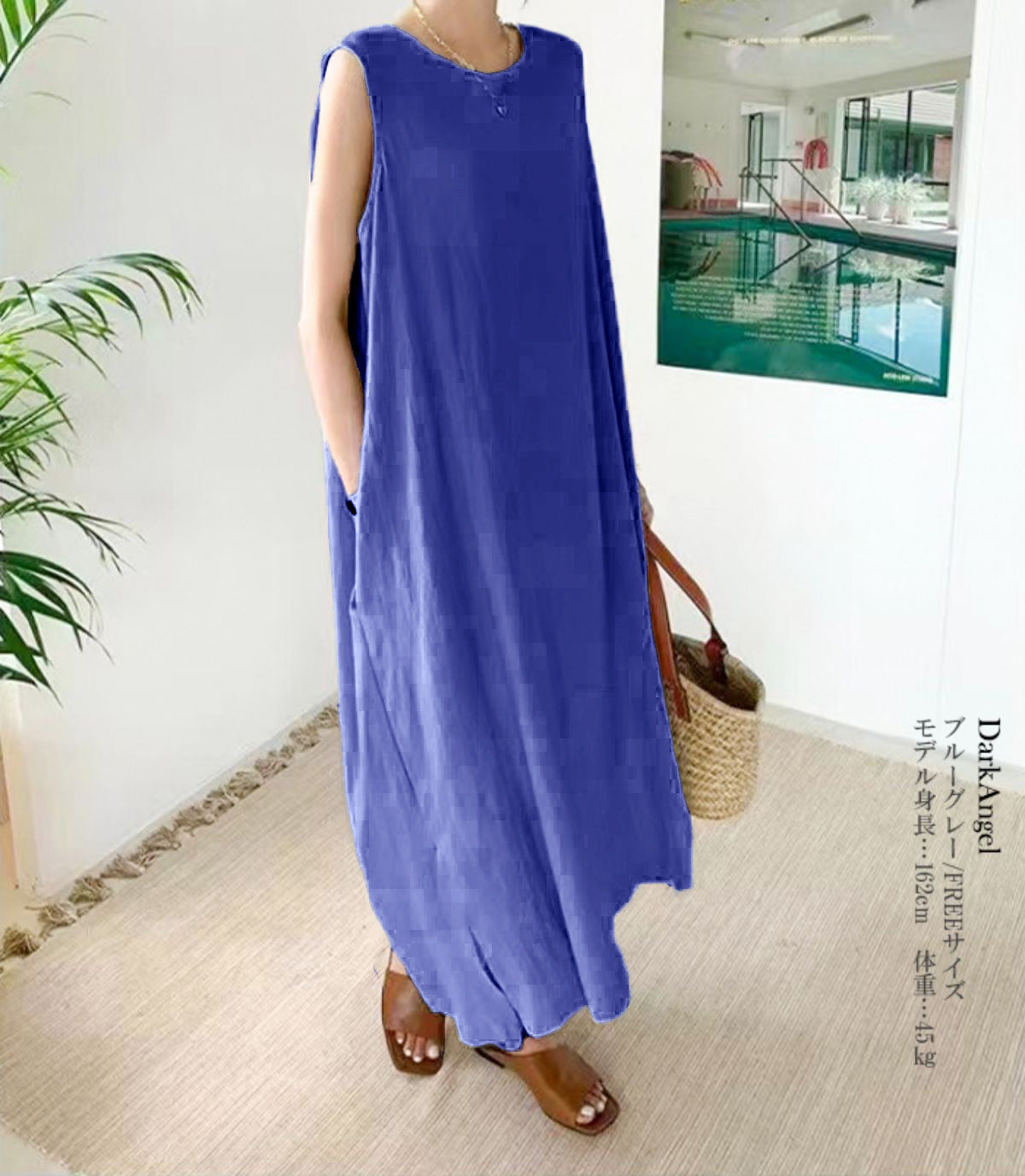 Casual Linen Summer Long Cozy Dresses-Dresses-Blue-One Size (45-70 kg)-Free Shipping at meselling99