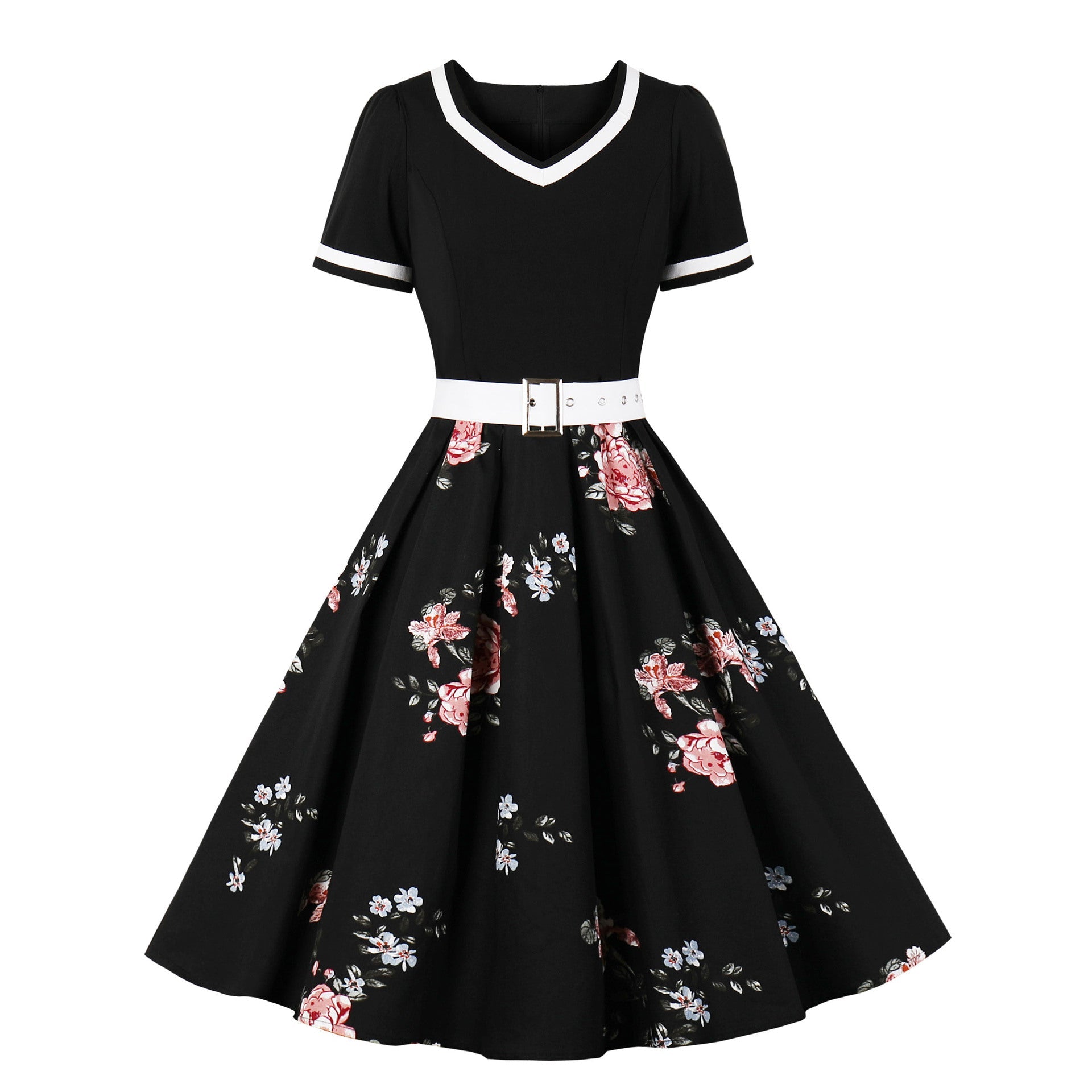 Retro Floral Print Ball Dresses-Dresses-Peony-S-Free Shipping at meselling99
