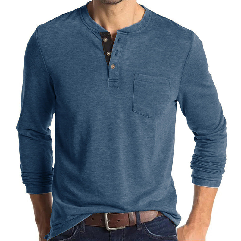 Casual Long Sleeves T Shirts for Men-Shirts & Tops-Denim Blue-S-Free Shipping at meselling99