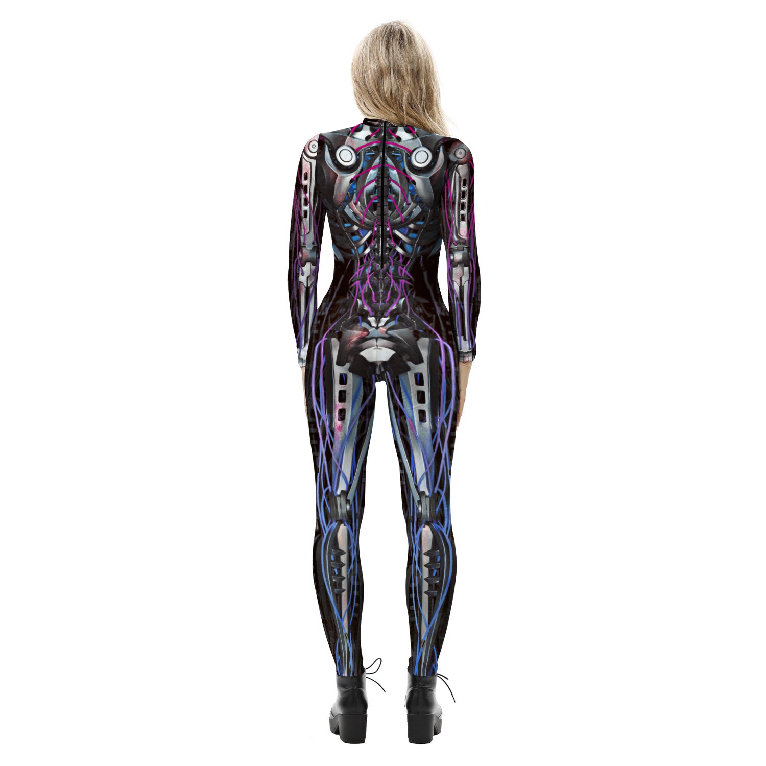 Halloween Skeleton Print Long Sleeves Slim Jumpsuits Cosplay-Costumes & Accessories-Free Shipping at meselling99