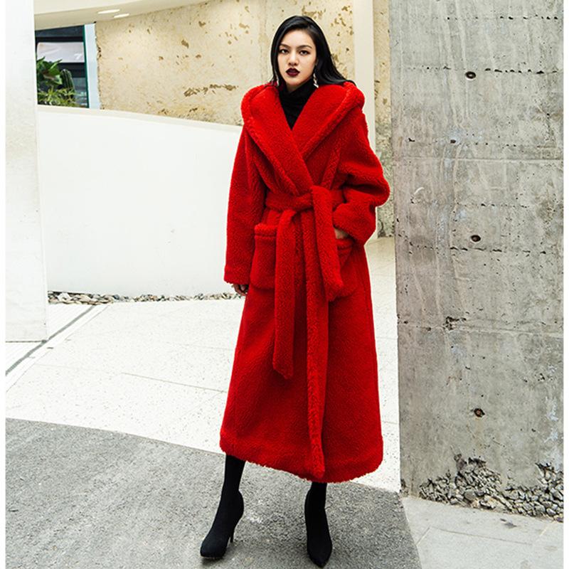 Luxury Women Fashion Long Fur Overcoat for Winter-Outerwear-Red-S-Free Shipping at meselling99
