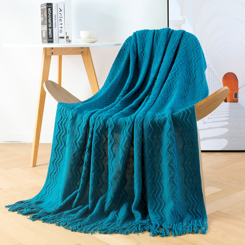 Leisure Soft Bedding Side Knitting Blanket-Blue-127*152+15CM-Free Shipping at meselling99