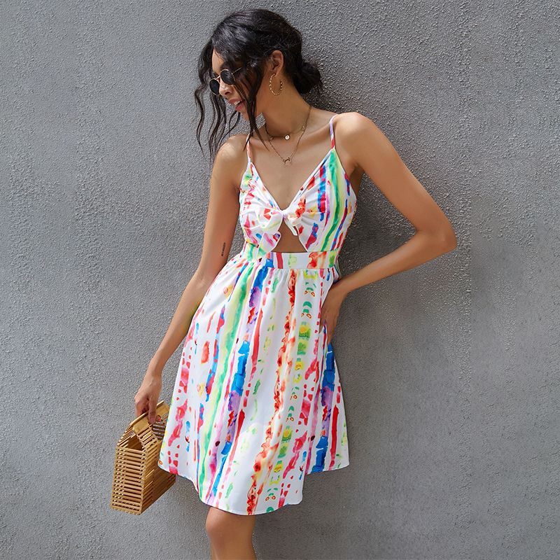 Summer Butterfly Midriff Baring Short Dresses-Mini Dresses-Free Shipping at meselling99