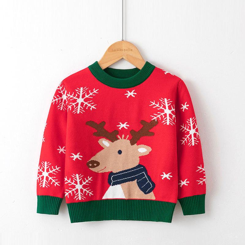 Merry Christmas Knitted Kids Sweaters-Shirts & Tops-SZ3140-Red-100cm-Free Shipping at meselling99